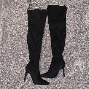 Suede Thigh High Boots.